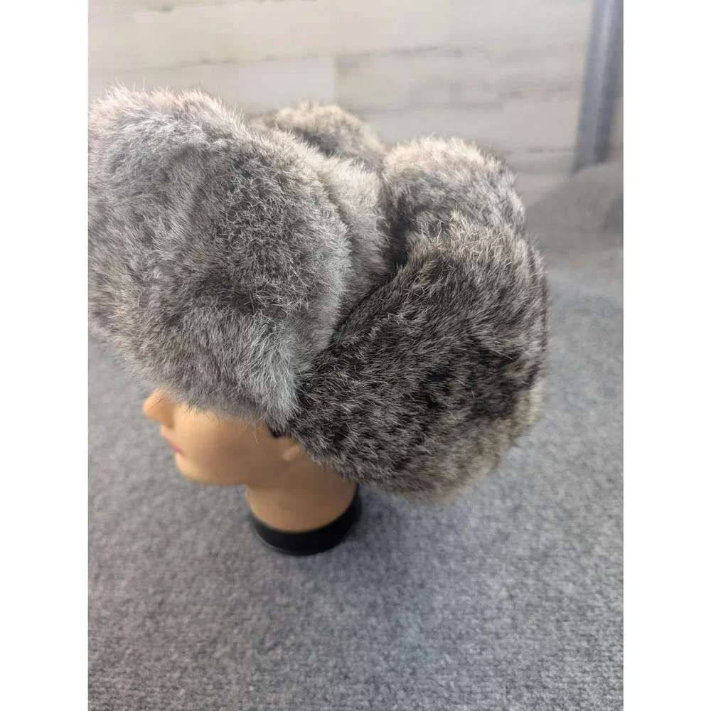 Golden Swallow Hat Ushanka Trapper Faux Fur Gray Quilted Lined‎ Winter Warm Mens